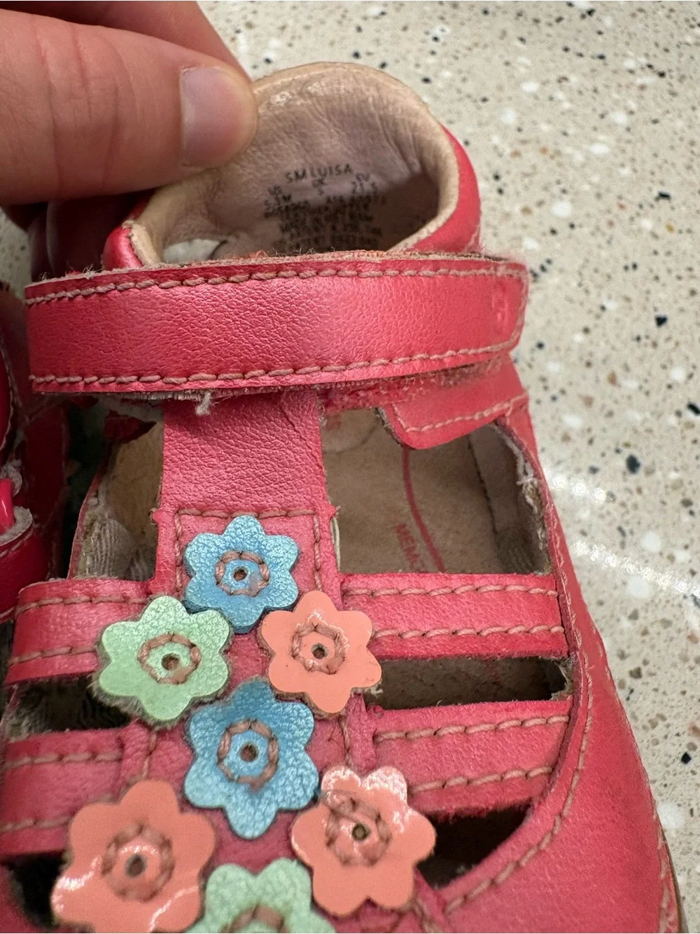 Stride Rite Coral Pink Floral Mary Jane Toddler Shoes